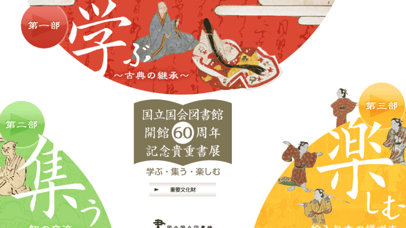 国立国会図書館開館60周年記念貴重書展 学ぶ・集う・楽しむ
